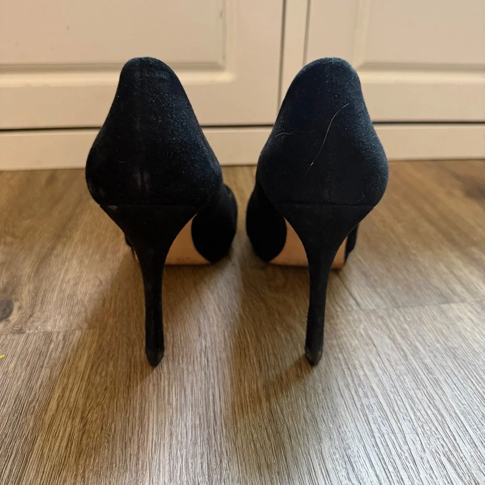 Via Spiga Platform Heels Stiletto Faux Suede Slip On | Black | Women's Size 10